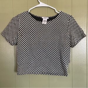 Bar lll Cambridge checkerboard crop top women size small black/white